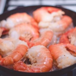 shrimp on black pan